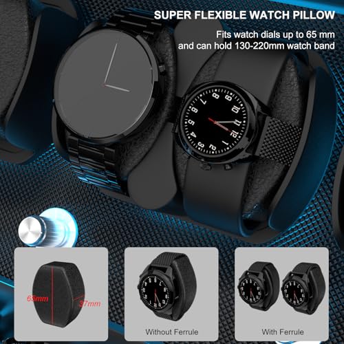 DUKWIN Watch Winder for 4/6/8/12 Automatic Watches, Lockable Automatic Winders with Extra 4/6 Watch Storages, 4 Rotation Modes, Quiet Mabuchi Motor, Sfot Watch Pillows and Blue Backlight