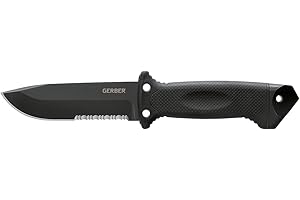 Gerber Gear LMF II Infantry Survival Knife, Military Grade Tactical Fixed Blade with Serrated Edge, Shock Absorbing Handle, Molle Sheath and Sharpener, Black