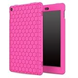 MoKo Case for All-New Amazon Fire HD 8 (2016 6th Generation) - [Honey Comb Series] Light Weight Soft Silicone Back Cover [Kids Friendly] for Fire HD 8 Tablet (6th Gen, 2016 release Only), Magenta