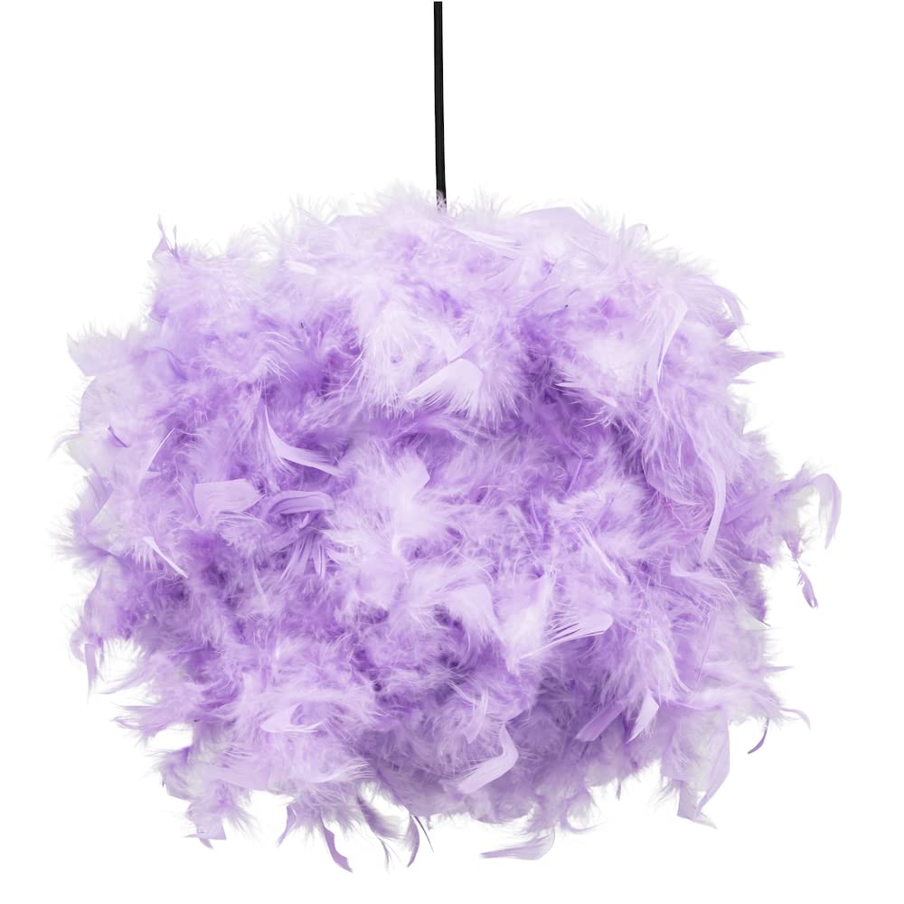 Eye-Catching and Modern Real Natural Lilac Feather Decorated Small Pendant Light Shade 40watt Maximum Perfect Statement Piece 25cm Diameter by Happy Homewares