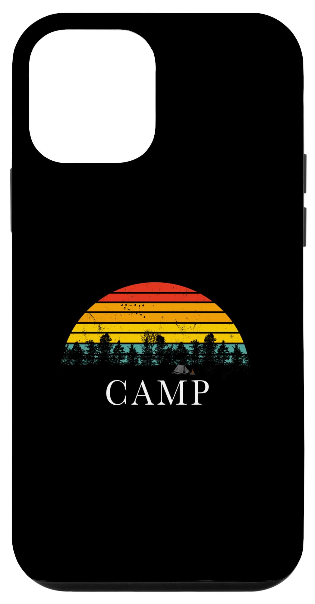 iPhone 12 mini 70s Retro Camp w Sunset Camping Tent RV Fire Outdoor Graphic Case