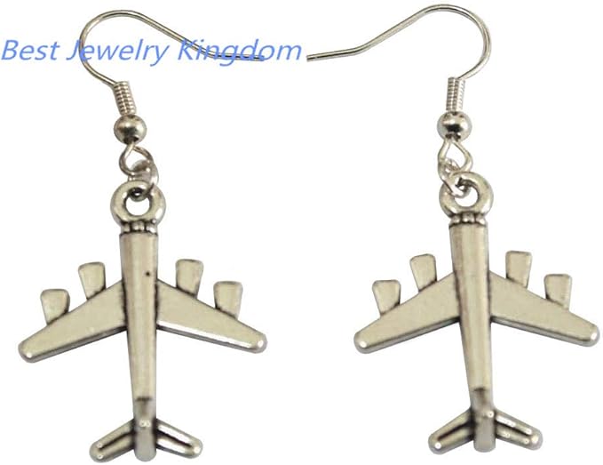 Aircraft earring in metal, airplane earring, plane earrings