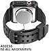 Apple Watch 3 Case, iiteeology Aluminum Rugged Protective Case with Black Strap Bands for Apple Watch 42mm Series 3 2017/Series 2-black