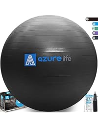 A AZURELIFE Professional Grade Exercise Ball, Anti-Burst & Non-Slip Stability Balance Ball with Quick Pump Included,Multiple Sizes & Colors, Perfect for Birthing, Yoga, Pilates,Desk Chairs, Therapy