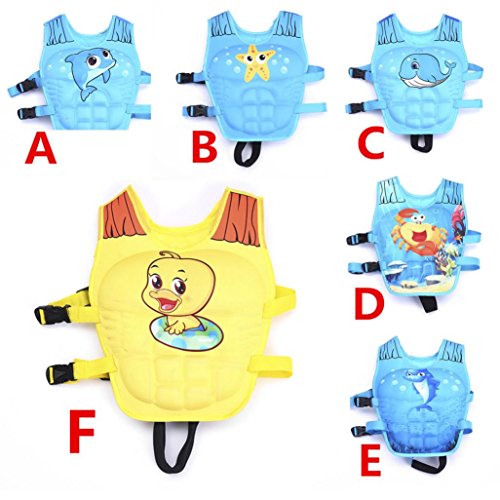 Besde Baby Inflatable Sea Swimming Pool Vest Float Aid Jacket Swim Training Jacket (A, Kids 2-7 Years Old)