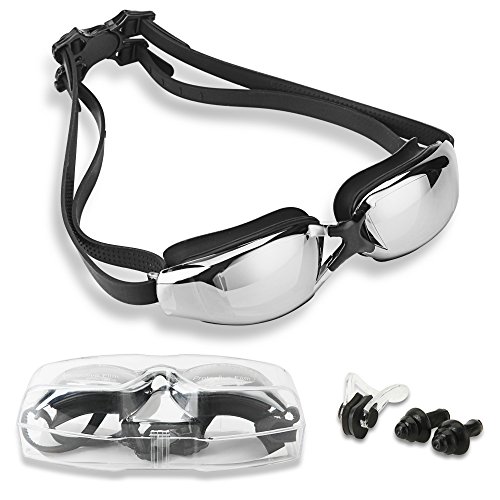 Swimming Goggles, Spanla Professional Swim Goggles Anti Fog UV Protection No Leaking for Men Women Kids Swim Goggles with Nose Clip, Ear Plugs and Protection Case (Black) - Thumbnail 6