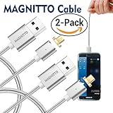 Braided USB Charging Cable MAGNITTO 3.3 Feet Premium Compact Magnetic for Samsung Galaxy S2 S3 S4 S6 S7, Note 2/3/4/5,LG G4 G3, Sony Xperia Z5 Fast Charging Data Transfer Cord Android (2 Pack Silver)