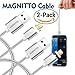 Braided USB Charging Cable MAGNITTO 3.3 Feet Premium Compact Magnetic for Samsung Galaxy S2 S3 S4 S6 S7, Note 2/3/4/5,LG G4 G3, Sony Xperia Z5 Fast Charging Data Transfer Cord Android (2 Pack Silver)