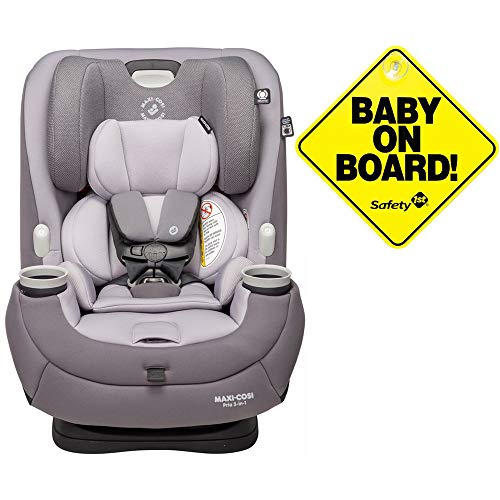 Maxi-Cosi Pria 3-in-1 Convertible Car Seat – Silver Charm with Baby on Board Sign