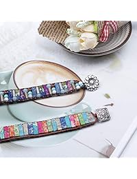 Subiceto Handmade Chakra Bracelets for Women Men Rainbow Healing Protection Natural Stone Wrap Bracelet