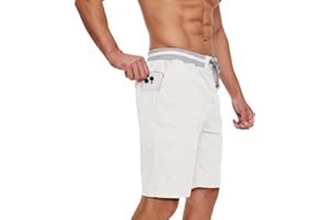 Tansozer Men's Casual Shorts Cotton Summer Beach Lightweight Elastic Waist Shorts Drawstring Twill Chino Golf Dress Shorts