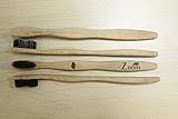 Bamboo Toothbrush - Organic Charcoal Powered Eco Friendly w/ BPA-Free Soft Black Nylon 610 Bristles –Natural Toothbrushes With Pack of 4