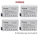 Kastar 4-Pack Battery Replacement for Canon LP-E8, LPE8 Battery, LC-E8ECharger, EOS 550D, EOS 600D, EOS 700D, EOS Rebel T2i, EOS Rebel T3i, EOS Rebel T4i, EOS Rebel T5i Camera and BG-E8 Grip