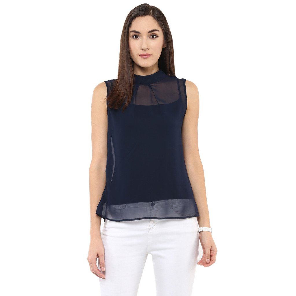 sleeveless sheer top