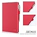 FYY Leather Case with Apple Pencil Holder for iPad Air 1/2, iPad 9.7 2017/2018 - Folio Stand Protective Case Smart Cover with Hand Strap Card Slots for Apple iPad Air 1/2 /iPad 9.7 2017/2018 Red