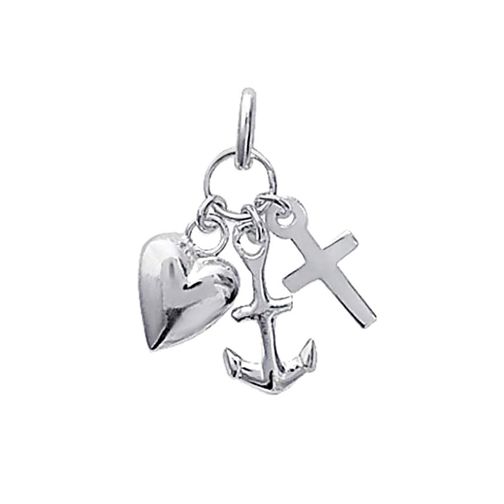 NKlaus SET 2x 925 Sterling Silver Pendant Faith Love Hope GLÜCKSBRINGER 40212