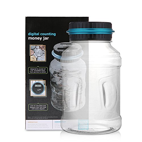 Coin Piggy Bank Saving Jar, Winnsty Digital Coin Counter with LCD Display Large Capacity Money Saving Box for All US Coins