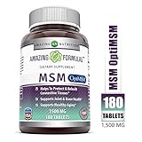 Amazing Formulas OptiMSM - 1500 mg 180 Tablets (Non-GMO,Gluten Free) - Supports Connective Tissue, Healthy Aging & Joint Function, Skin Health