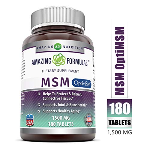 Amazing Formulas OptiMSM - 1500 mg 180 Tablets (Non-GMO,Gluten Free) - Supports Connective Tissue, Healthy Aging & Joint Function, Skin Health Amazing Formulas OptiMSM - 1500 mg 180 Tablets (Non-GMO,Gluten Free) - Supports Connective Tissue, Healthy Aging & Joint Function, Skin Health