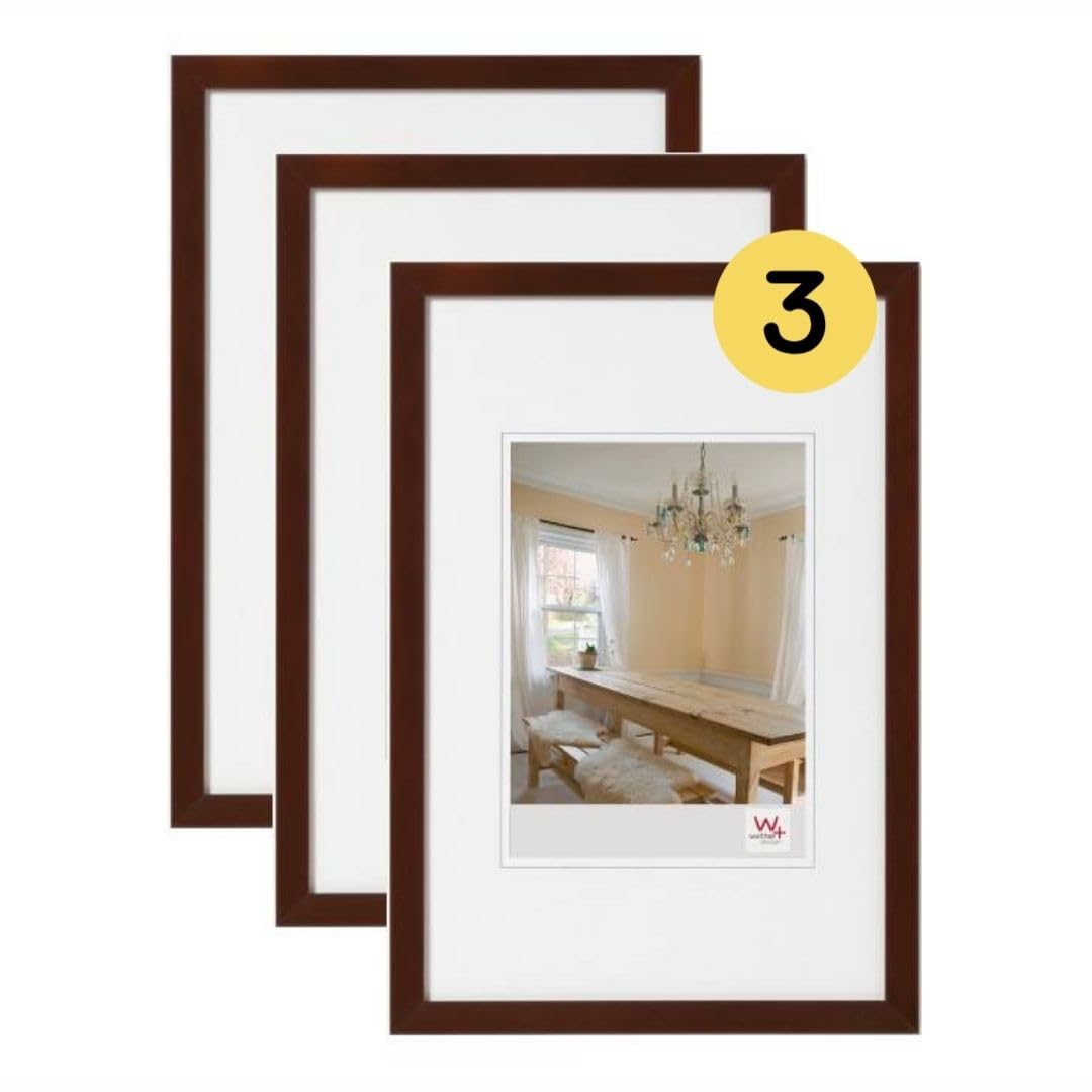 walther design BP913N3 Peppers Picture Frame, Walnut, 9 x 13 cm, Pack of 3, Wooden Frame