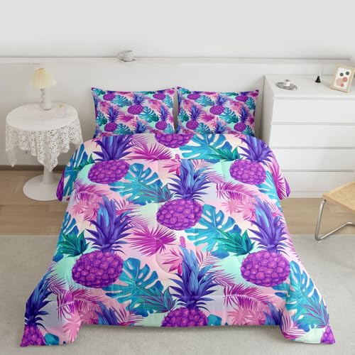 Feelyou Cartoon Pineapple Comforter Palm Leaves Bedding