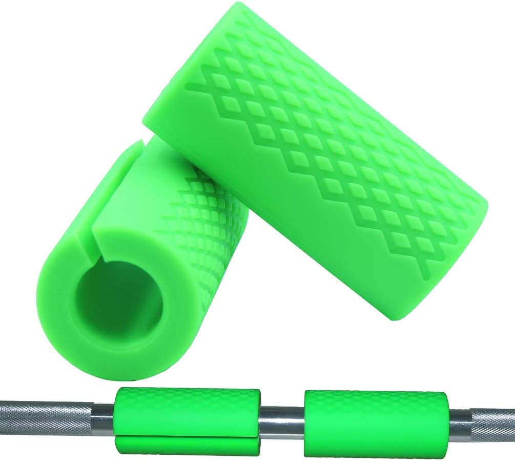 Weight Thick Bar Gym Grips - fit Standard Barbell, Dumbbell, Bicep, Pull Up Bar, Rope Grips - Grip Fat Bar Forearm Builder Strength Muscle Growth for Weightlifting Fitness Training (Nylon-Green): Electronics