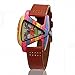 AIMES Wood Watches for Women Gifts Lightweight Triangle Red Wooden Watches with Leather Band Quartz Wrist Watch Bracelet for Woman