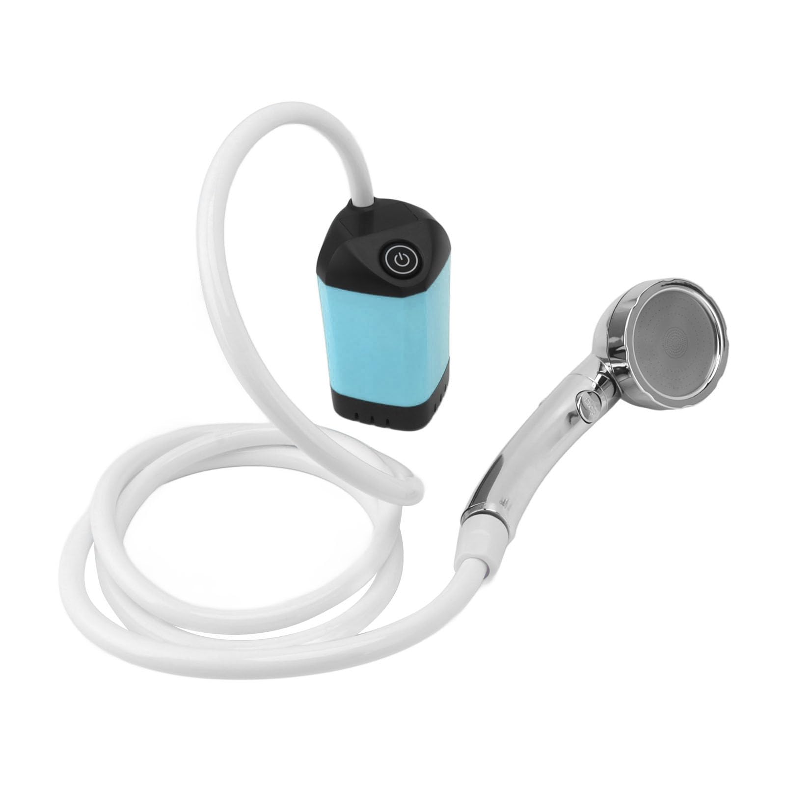 Portable Shower, Rechargeable Electric Handheld Portable Camping Shower, Outdoor 3 Gears Adjustable Camp Shower Pump with Filter & Indicator Light for Camping, Hiking, Traveling (Blue)