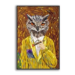 Framed Canvas Home Artwork Decoration Humor Animal Funny Cat Canvas Wall Art for Living Room, Bedroom - 16x24 inches