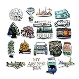 Mizzuco Vinyl Stickers Waterproof Adventure Stickers 66 Pieces for Laptop Bumper Helmet Ipad Car Luggage Water Bottle (HW223)