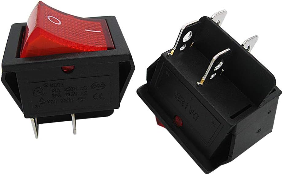 mxuteuk 3pcs AC 220V Red Light Illuminated Snap-in Boat Rocker Switch Toggle Power DPST ON-Off 4Pin 2Position AC 250V 6A 125V 10A KCD4 Switch - Image 5
