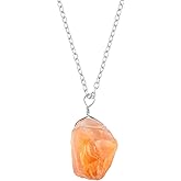 Manilata Natural Raw Citrine Necklace Pendant, Rough Gemstone, Energy Healing Crystals, November Birthday, Jewelry for Women, Gemstone Jewelry 18 inch AAA+ Quality (citrine)