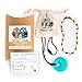 Baltic Amber Teething Necklace (Unisex - Multicolor - 12.5 Inches) Gift Set + FREE Silicone Teething Pendant ($15 Value) Handcrafted, 100% USA Lab-Tested Authentic Amber - Natural Teething Pain Relief