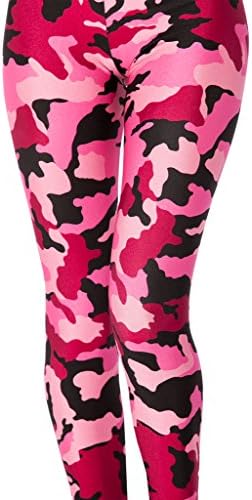 Sister Amy Women's High Waist Pure Color Digital Printted Ankle Elastic Tights Legging