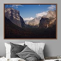 Framed Canvas Wall Art Mountainscape Aerial Dramatic Landscape Mountain Top Multicolor Photography Realism Rustic Warm - 16x24 inches
