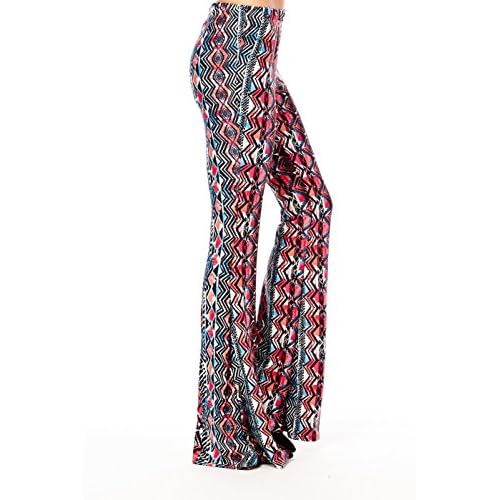 Womens Multi Print Groovy Hip Bell Bottom Palazzo Pants Pb 1022 50