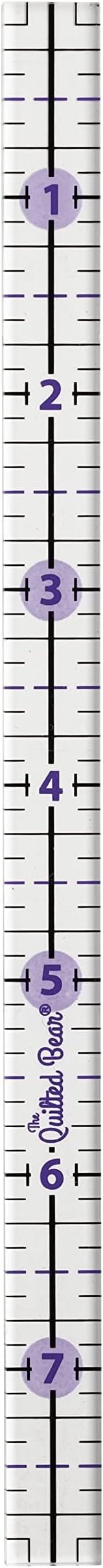 The Quilted Bear Quilting Rulers Transparent Acrylic Non-Slip 0.5 x 8 inches