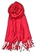 Achillea Large Soft Silky Pashmina Shawl Wrap Scarf in Solid Colors (Red)