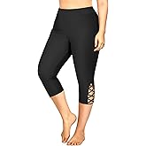 Holipick Plus Size Swim Pants for Women Swim Capris High Waisted Swim Leggings UPF 50+ Long Swim Shorts