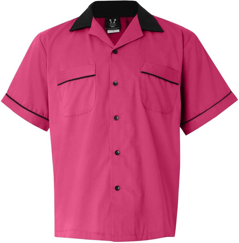 Pink/Black Legend 2244 Button Up Bowling Shirt LARGE Clothing