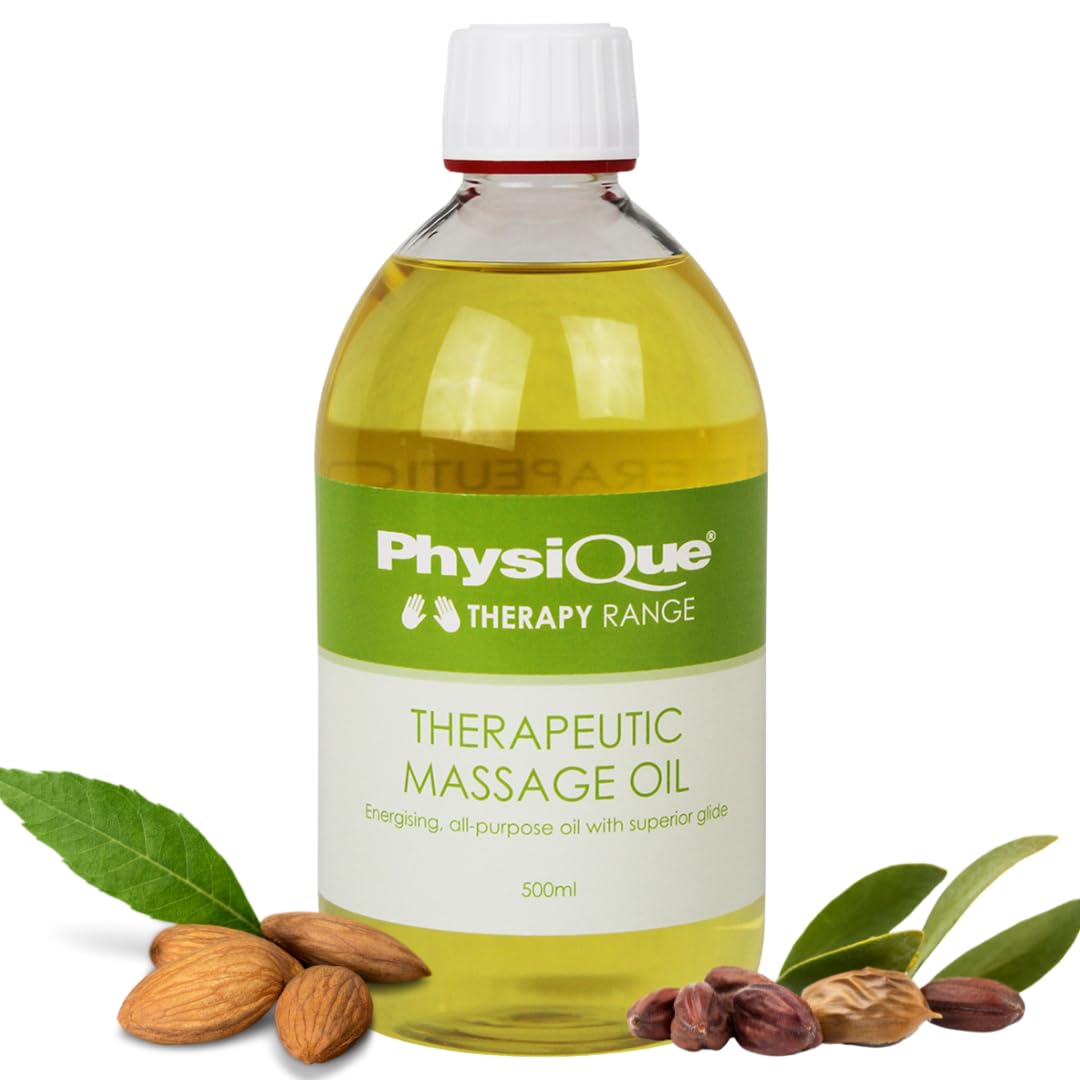 Physique Therapeutic Massage Oil 500ml - Sweet Almond and Jojoba Seed Oil- Essential Oils for Massage and Spa Treatment - Lavender, Peppermint and Rosemary