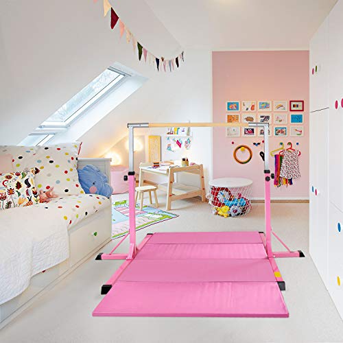Gymnastics Bar, YEEGO Gymnastic Junior Horizontal Training Bar Adjustable Height Premium Gymnastic 1-4 Levels, 220 lbs Weight Capacity Home Training Kip Bar for Kids, 2 Years Warranty - Thumbnail 5