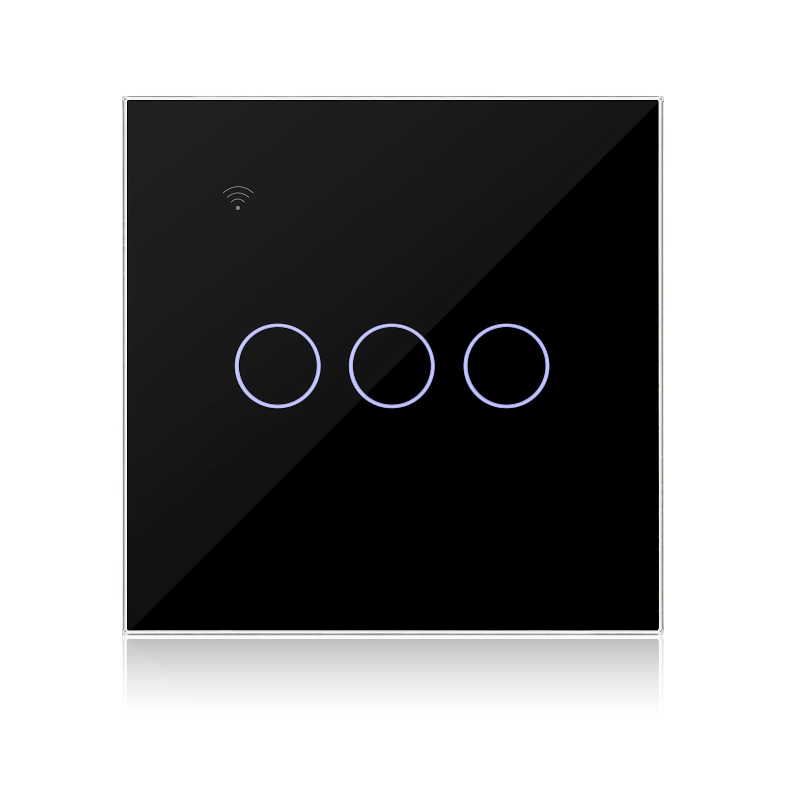 KETOTEK Smart Light Switch Black 3 Gang 1 Way, WiFi Light Switches Touch Tuya/Smart Life APP Control, Compatible with Alexa