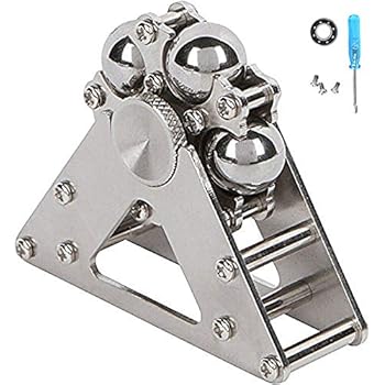 DMaos Ferris Wheel Fidget Spinner, Desk Toys Spin with Stand, Metal Stainless Steel Smooth Stable Bearing EDC, High Speed Silver, Premium Gift Figit Toy for Adults - 5 Balls