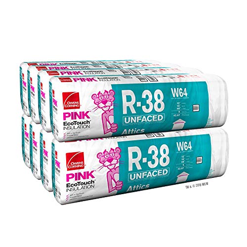 Owens Corning R38 Attic Insulation (Unfaced, 16 by 48) 8 Bags, 341 Square feet