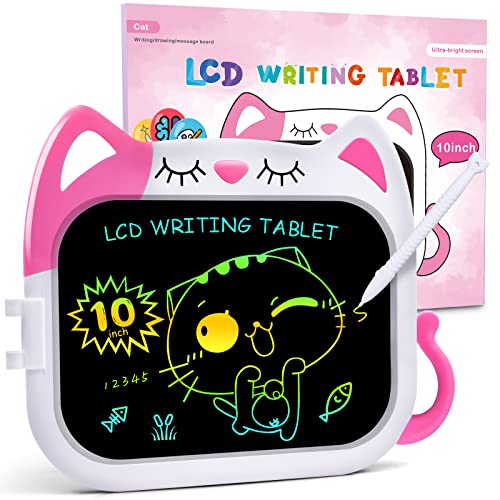 Mgtfbg LCD Writing Tablet for Kids - Gifts for 3 4 5 6 7 8 Year Old Girls, 10 Inch Colorful Doodle Board Drawing Pads, Erasable Reusable Electronic Drawing Tablet, Toddler Educational Learning Toys