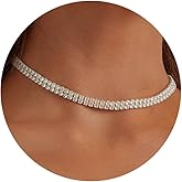 EFTOM Tennis Necklaces for Women Sparkly Rhinestone Choker Diamond Chain Necklace