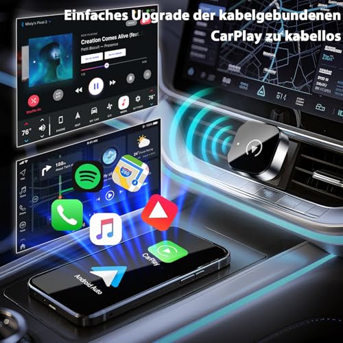 AINIFREE 2026 Upgrade 2-in-1 Mini Wireless CarPlay Adapter, Plug & Play Wireless Android Car Dongle, Automatic Reconnection Mini USB CarPlay Accessories Compatible with iPhone and Android