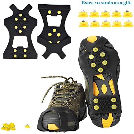 iAmker Ice Cleats, Ice & Snow Grips Ice Creepers Over Shoe Boot,Anti Slip 10-Studs TPE Rubber Crampons 10 Free Studs Footwear