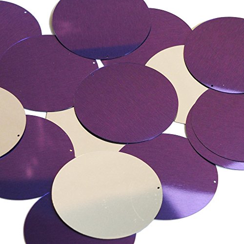 Purple Silver Round 50mm Couture Sequin Paillettes. Made in USA. Loose sequins for embroidery, bridal, applique, arts, crafts, and embellishment.